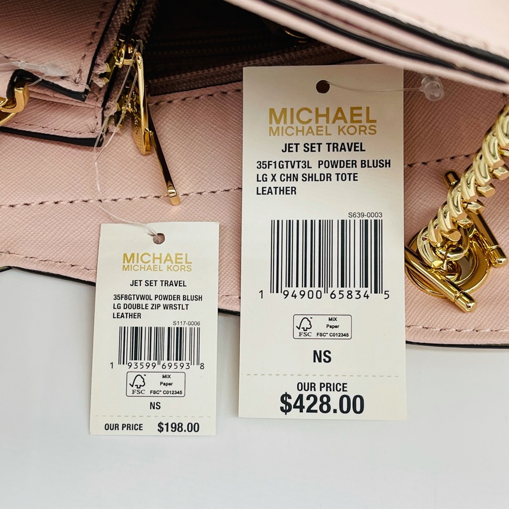Michael Kors Large X Chain Shoulder Tote & Double Zip Wallet Wristlet - Picture 15 of 15